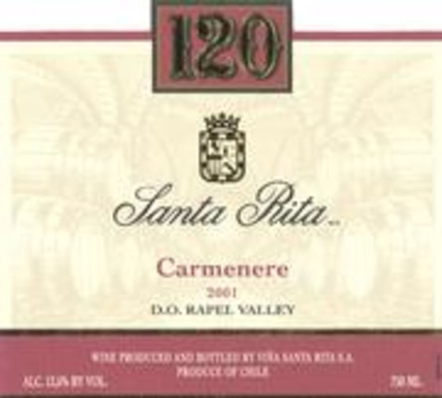 Santa Rita 120 Carmenere 2000 Front Label