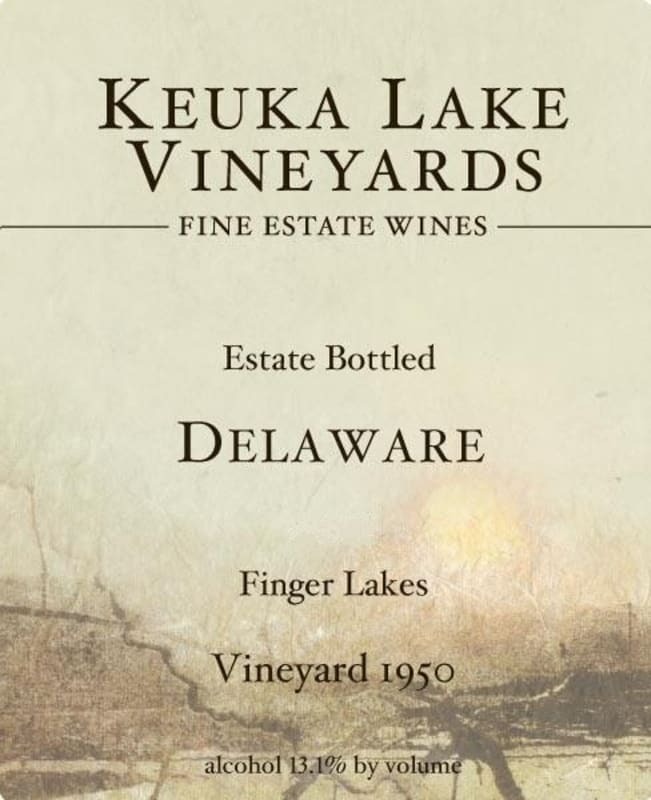 Keuka Lake Vineyards Vineyard 1950 Delaware 2012 Front Label