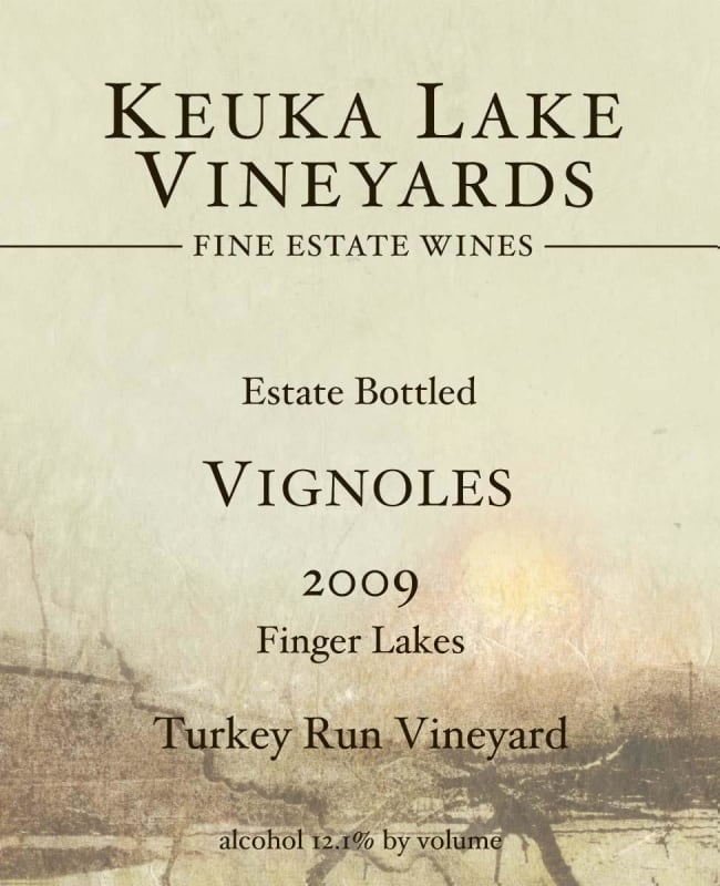 Keuka Lake Vineyards Turkey Run Vineyard Vignoles 2009 Front Label