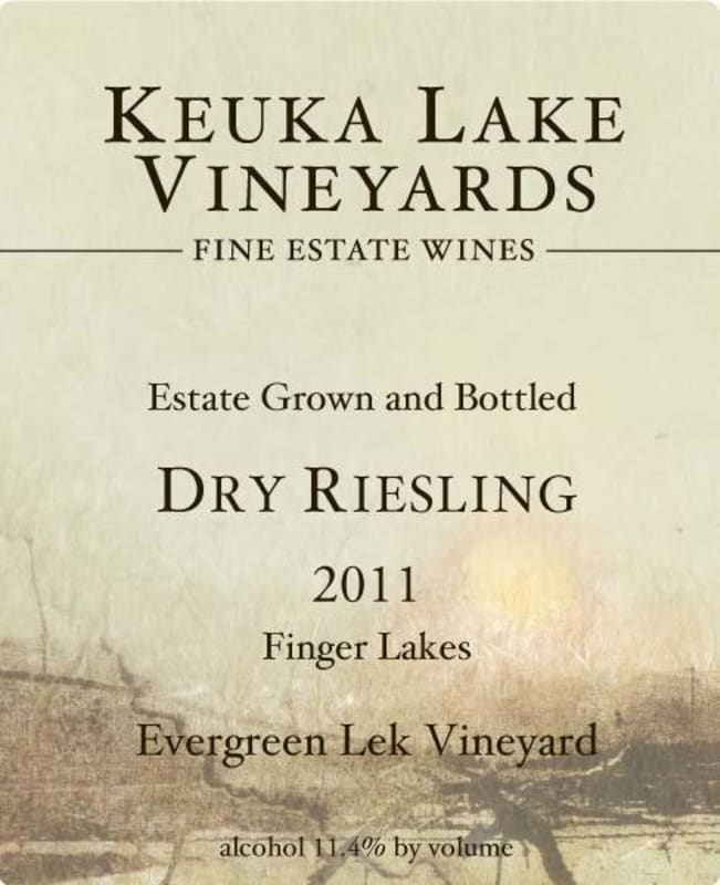 Keuka Lake Vineyards Evergreen Lek Vineyard Dry Riesling 2011 Front Label