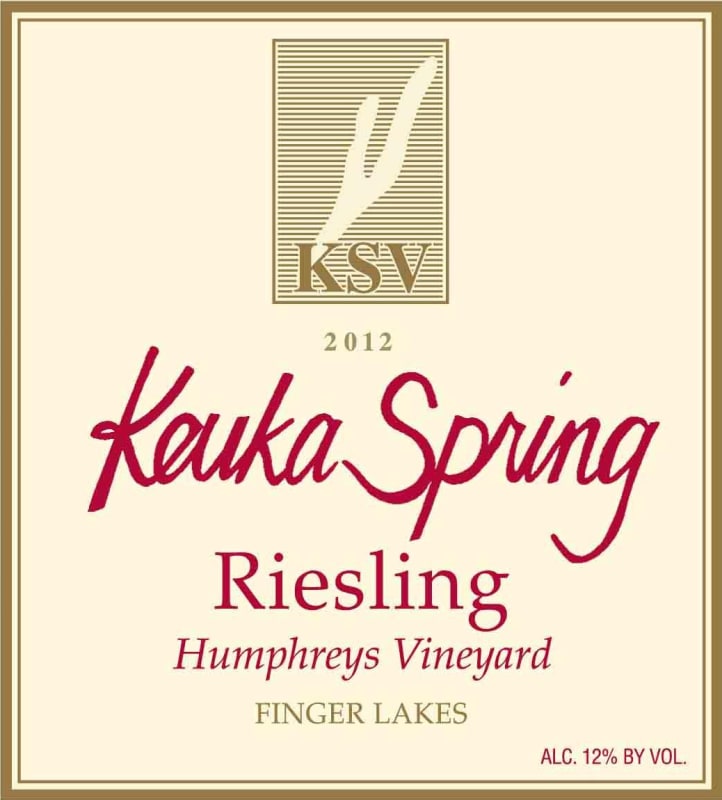 Keuka Spring Winery Humphreys Vineyard Riesling 2012 Front Label