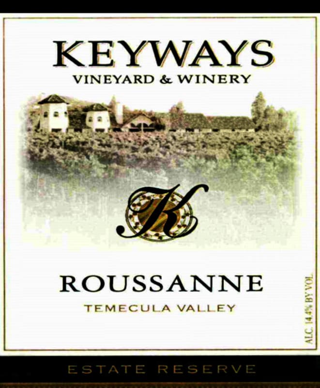 Keyways Vineyard Winery Estate Reserve Roussanne 2011 Front Label