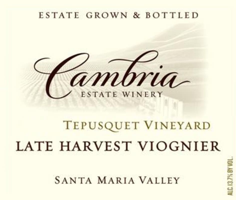Cambria Tepusquet Vineyard Late Harvest Viognier 2012 Front Label
