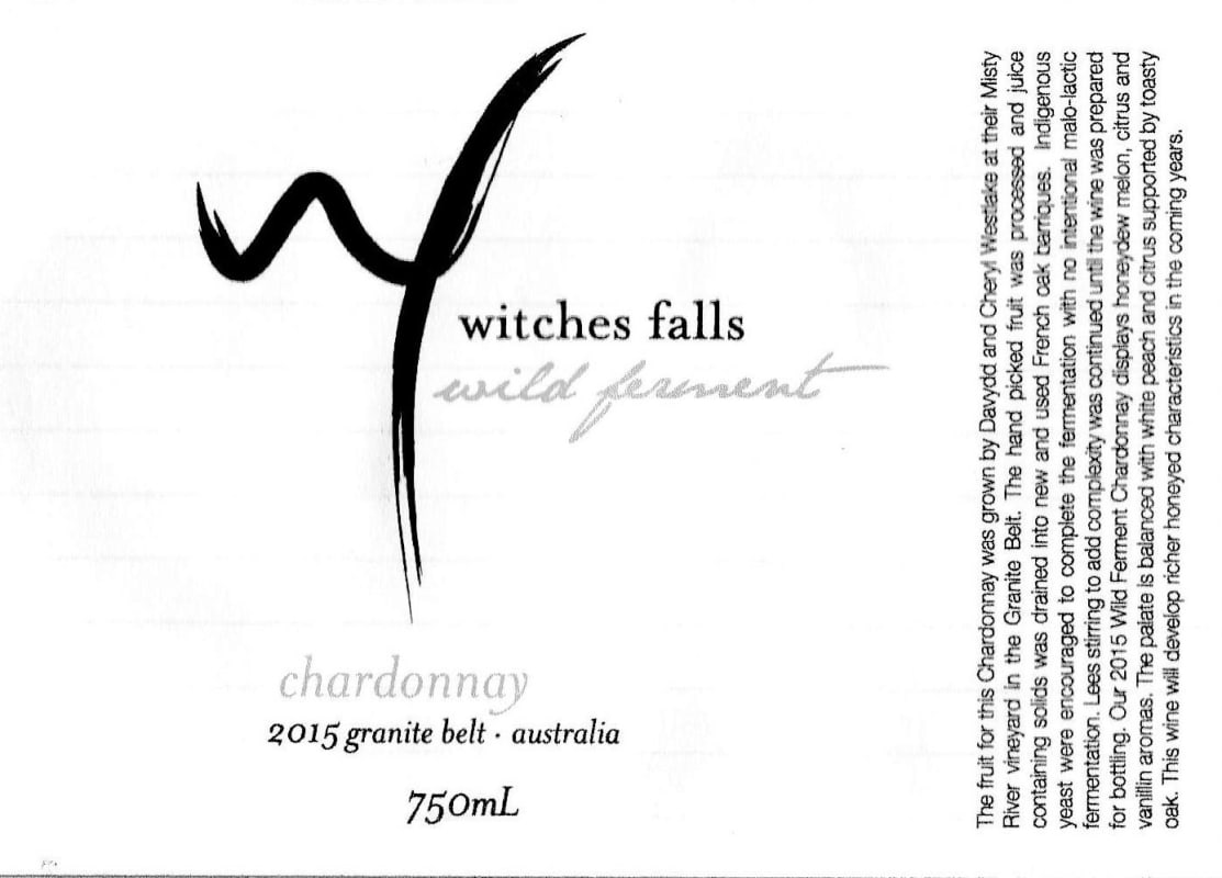 Witches Falls Winery Wild Ferment Chardonnay 2015 Front Label