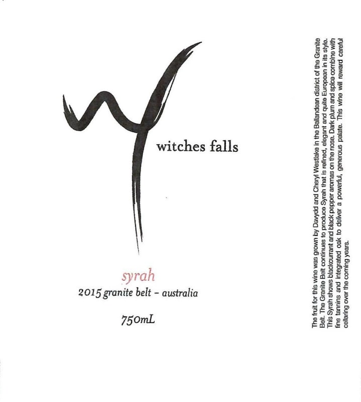 Witches Falls Winery Granite Belt Syrah 2015 Front Label