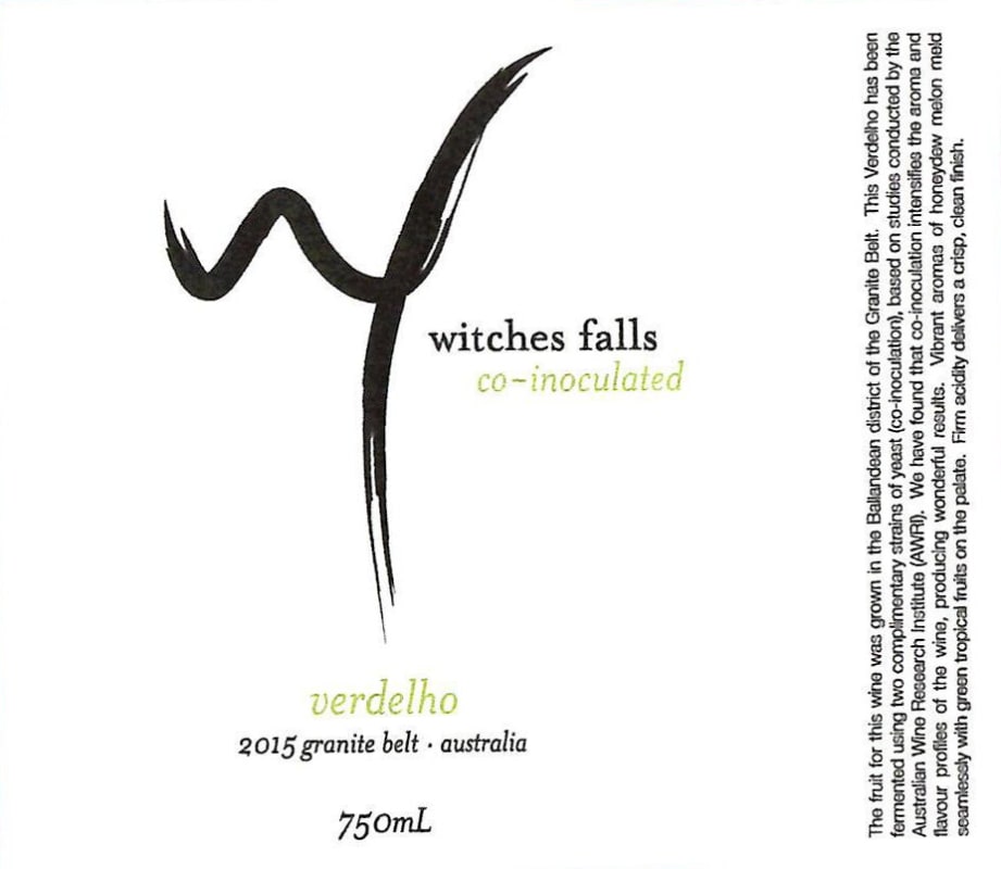 Witches Falls Winery Co-inoculated Verdelho 2015 Front Label