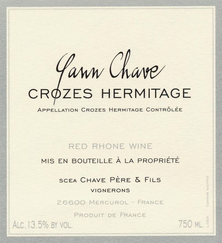Yann Chave Crozes Hermitage 2014 Front Label
