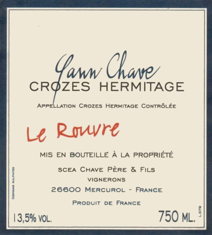 Yann Chave Crozes Hermitage Le Rouvre 2011 Front Label