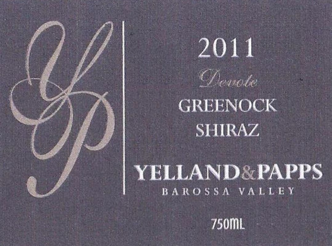 Yelland and Papps Devote Greenock Shiraz 2011 Front Label