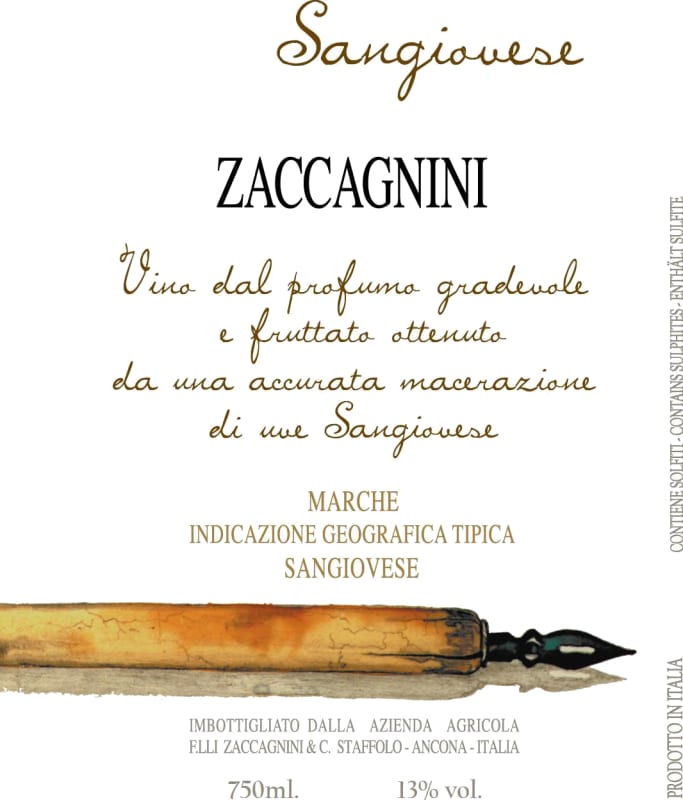 Zaccagnini Rosella Marche Sangiovese 2012 Front Label
