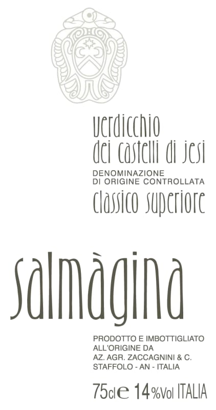 Zaccagnini Rosella Verdicchio dei Castelli di Jesi Classico Superiore Salmagina 2012 Front Label