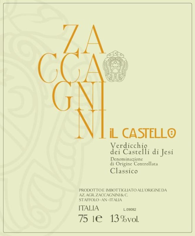 Zaccagnini Rosella Verdicchio dei Castelli di Jesi Classico Il Castello 2012 Front Label