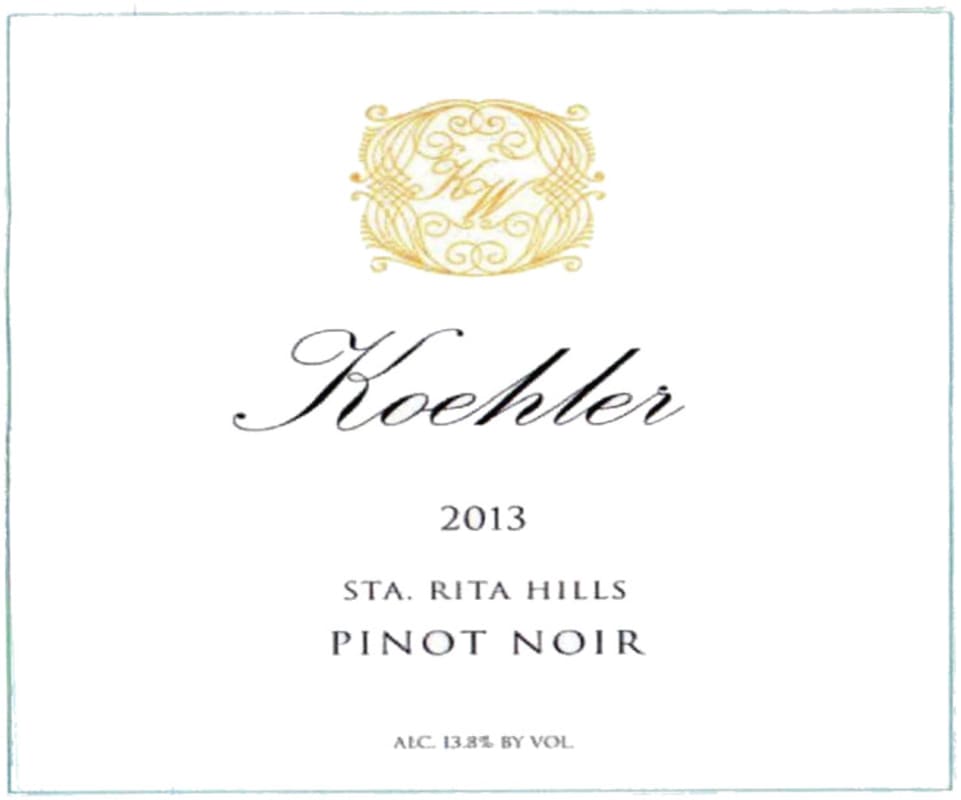 Koehler Winery Pinot Noir 2013 Front Label