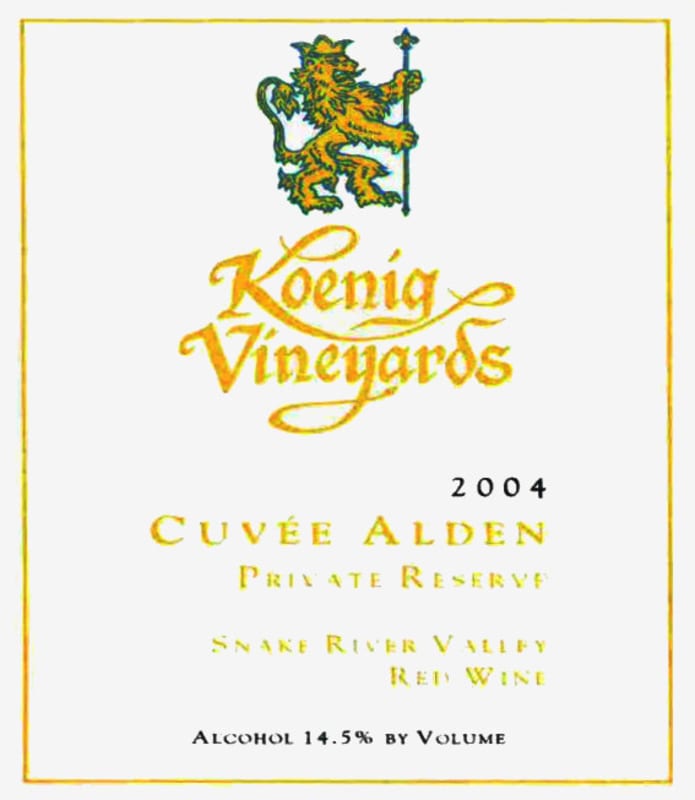 Koenig Distillery and Winery Cuvee Alden Private Reserve 2004 Front Label