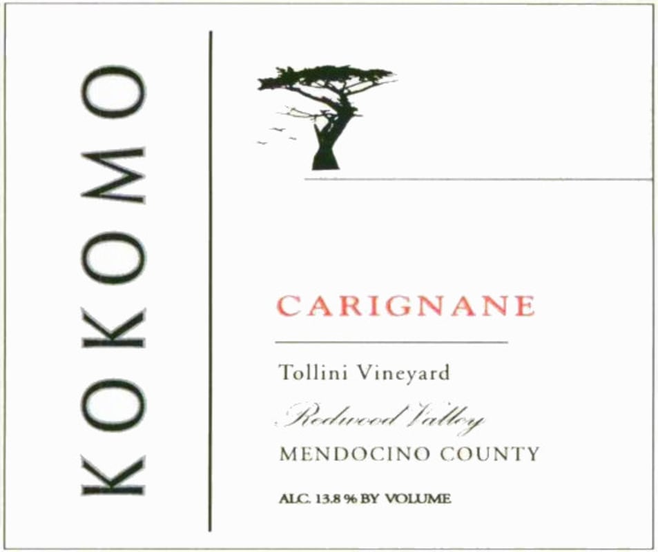 Kokomo Tollini Vineyard Carignane 2013 Front Label