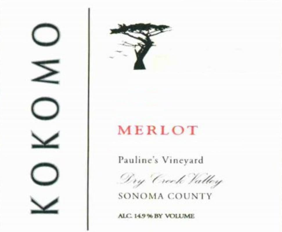 Kokomo Pauline's Vineyard Merlot 2013 Front Label