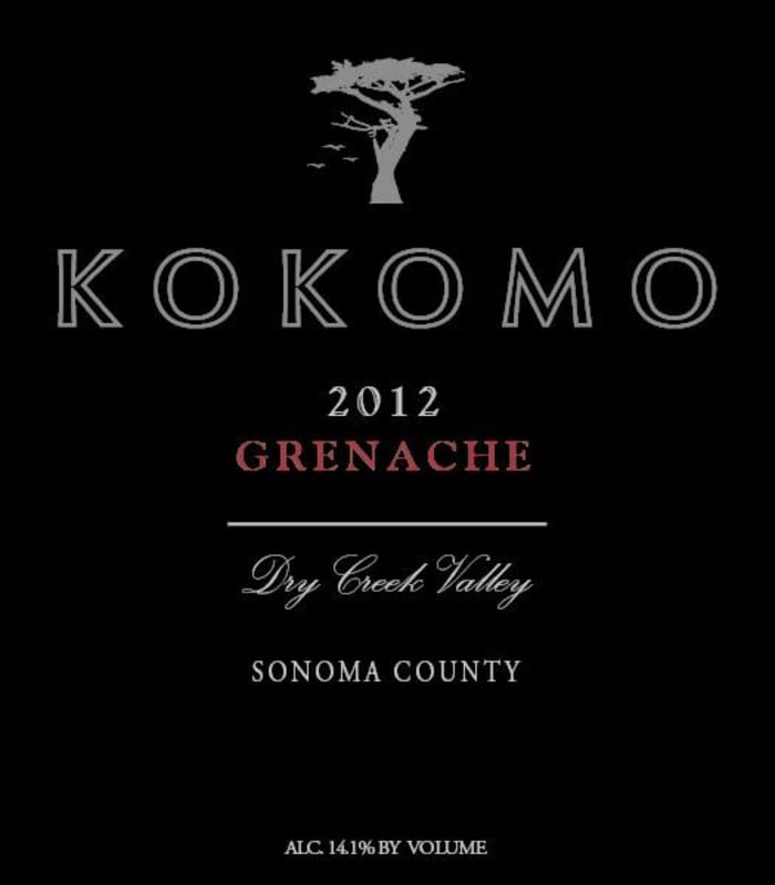 Kokomo Grenache 2012 Front Label