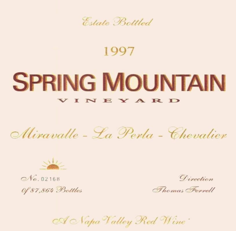 Spring Mountain Vineyard Miravalle-La Perla-Chevalier Cabernet Sauvignon 1997 Front Label