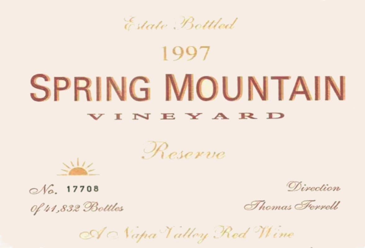 Spring Mountain Vineyard Reserve Cabernet Sauvignon 1997 Front Label