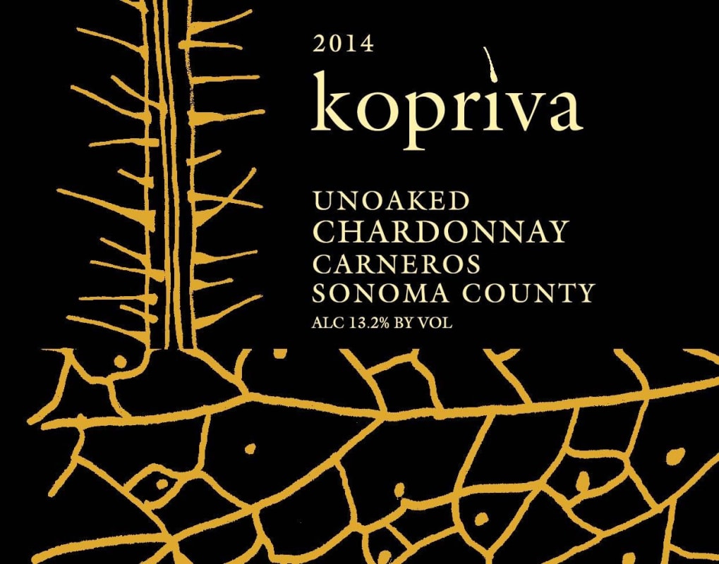 Kopriva Wine Unoaked Chardonnay 2014 Front Label