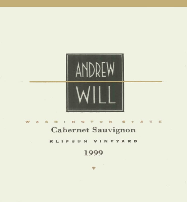 Andrew Will Winery Klipsun Cabernet Sauvignon 1999 Front Label