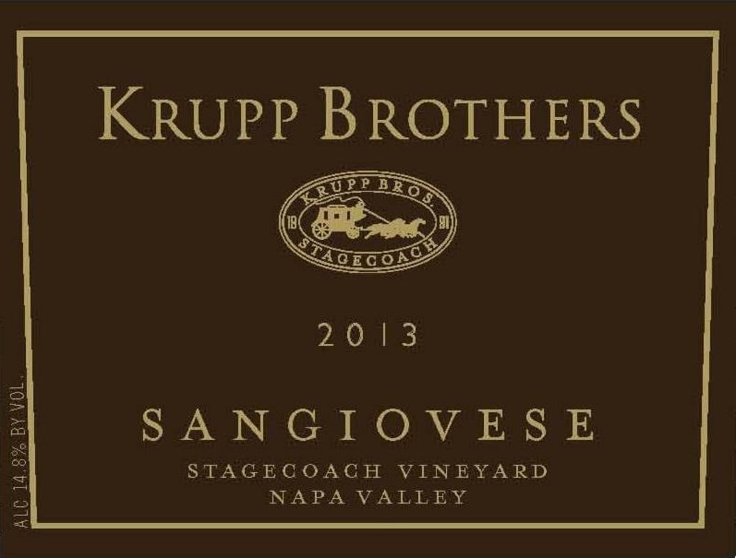 Krupp Brothers Estates Stagecoach Vineyard Sangiovese 2013 Front Label