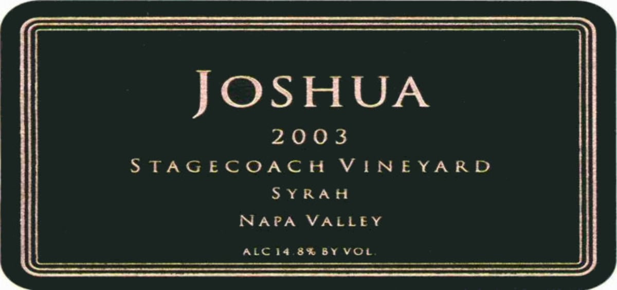 Krupp Brothers Estates Joshua Stagecoach Vineyard Super Tuscan Blend 2003 Front Label
