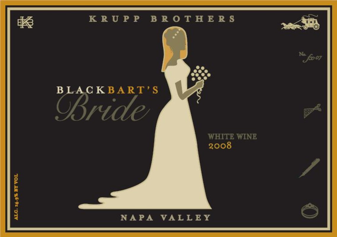 Krupp Brothers Estates Black Bart's Bride Stagecoach Vineyard White 2008 Front Label