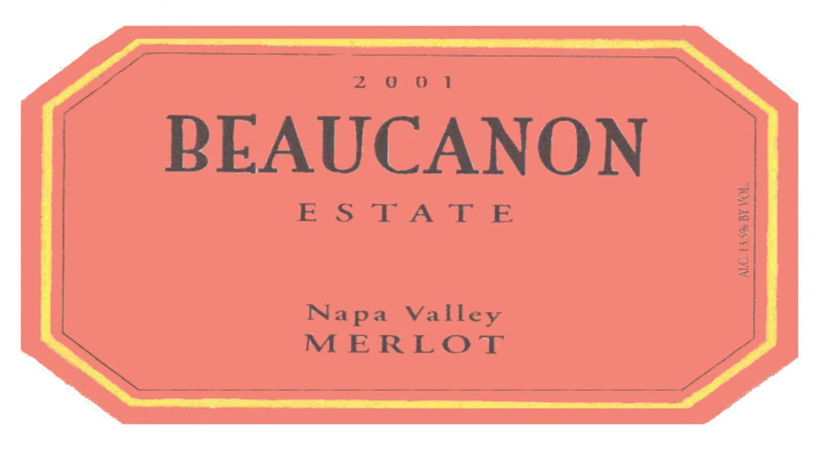 Beaucanon Estate Merlot 2001 Front Label