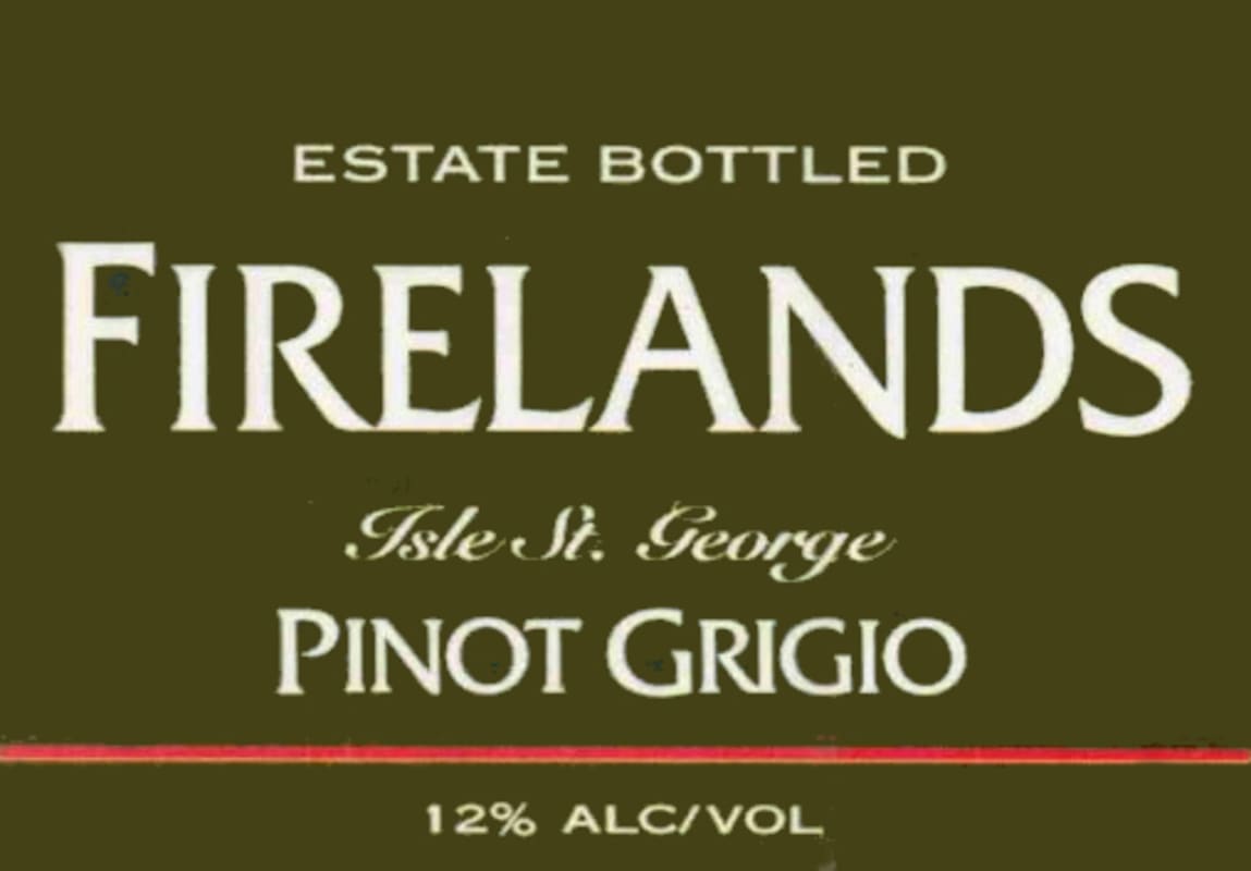 Firelands Pinot Grigio 2002 Front Label