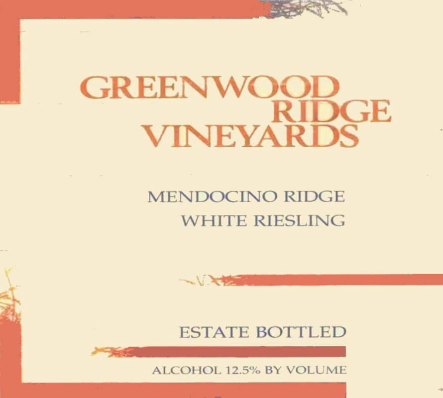 Greenwood Ridge White Riesling 2002 Front Label