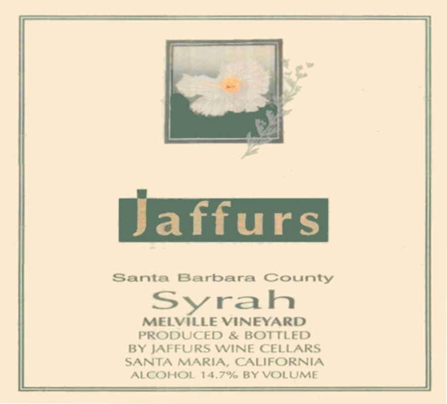 Jaffurs Melville Vineyard Syrah 2002 Front Label