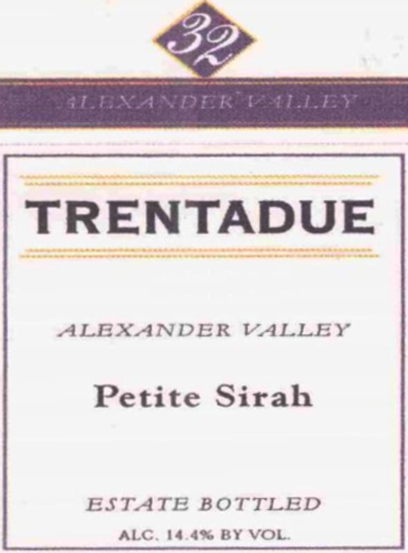 Trentadue Alexander Valley Petite Sirah 2002 Front Label