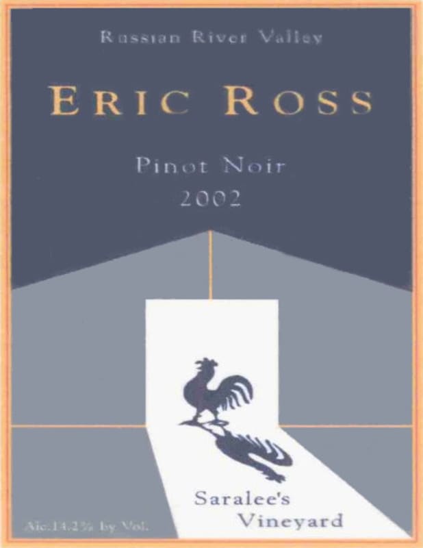 Eric Ross Winery Saralee's Vineyard Pinot Noir 2002 Front Label