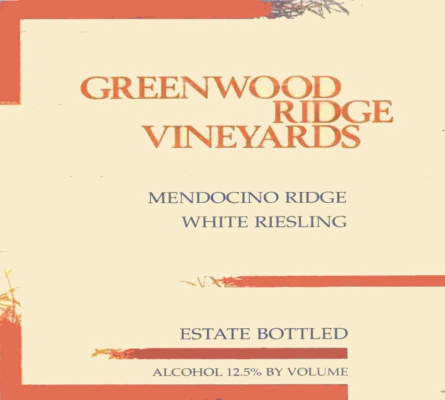 Greenwood Ridge White Riesling 2003 Front Label