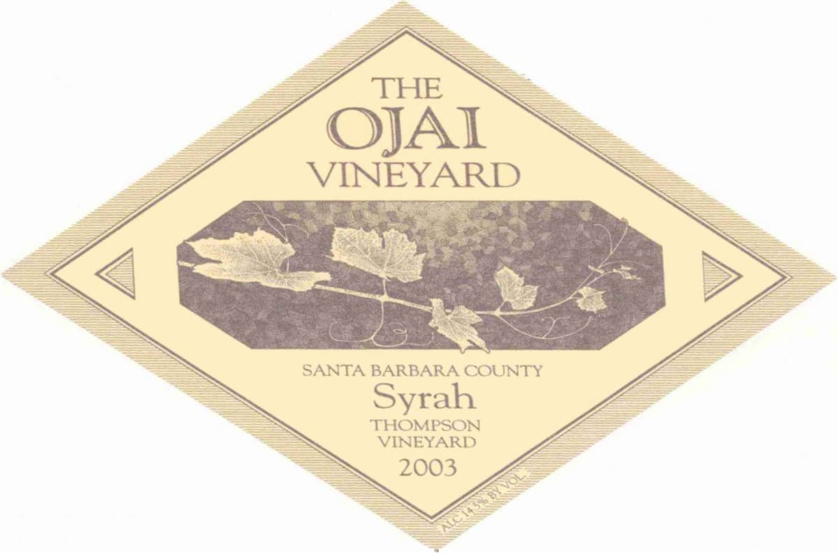 Ojai Thompson Syrah 2003 Front Label