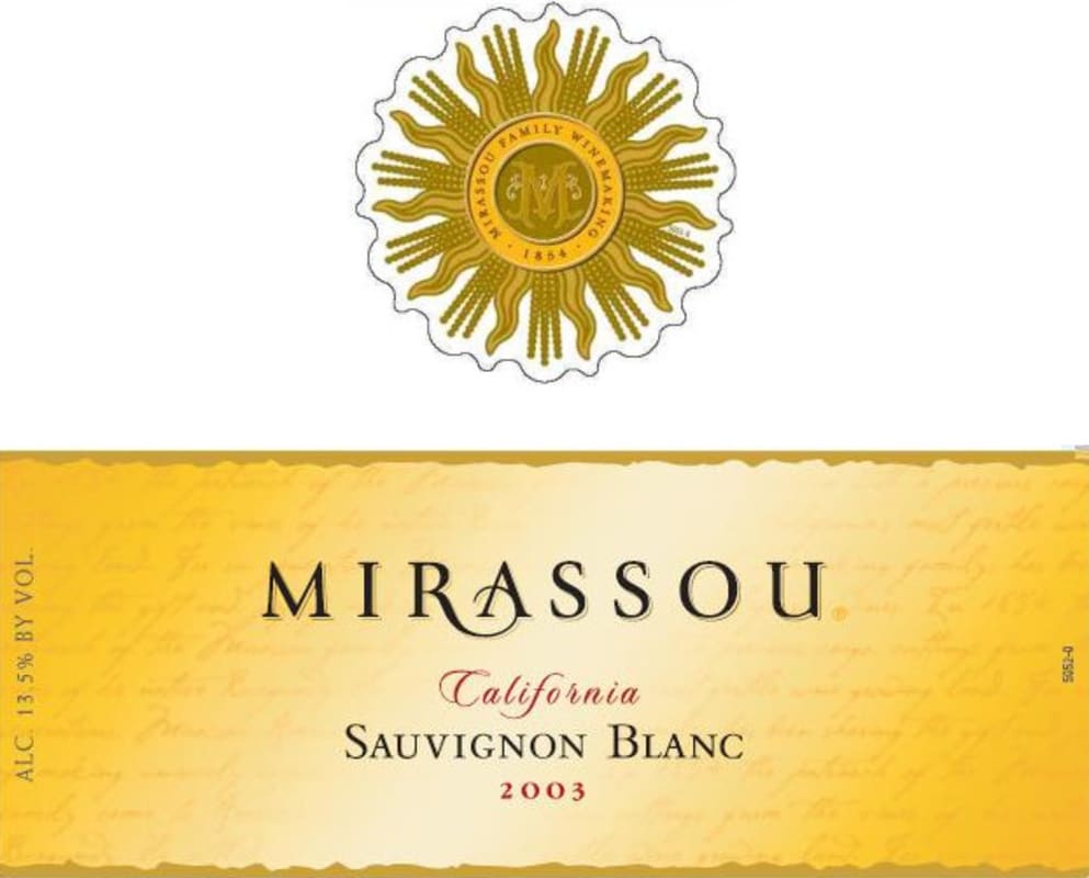 Mirassou Sauvignon Blanc 2003 Front Label