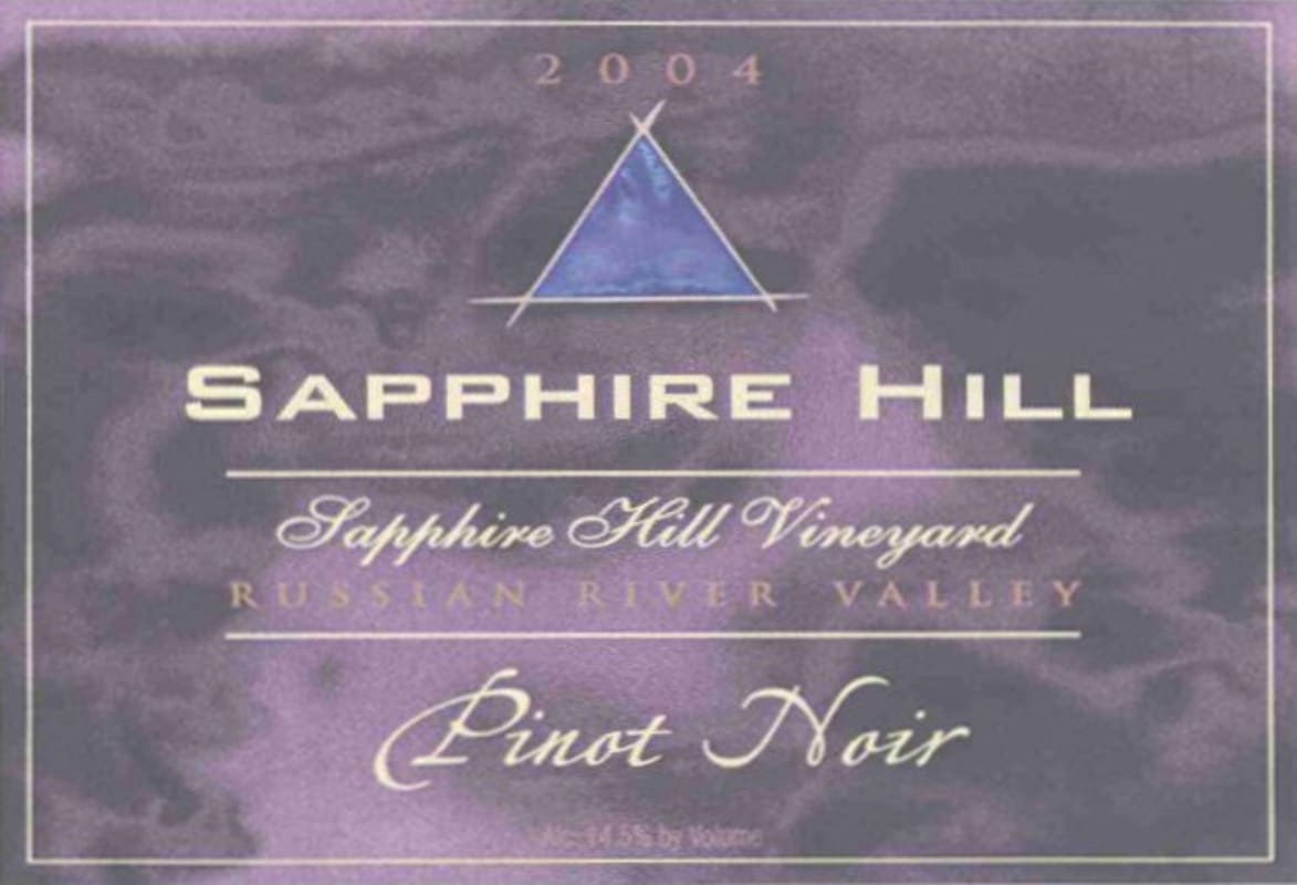 Sapphire Hill Vineyards Pinot Noir 2004 Front Label