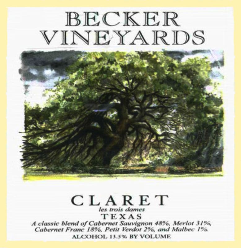 Becker Vineyards Claret Les Trois Dames 2004 Front Label