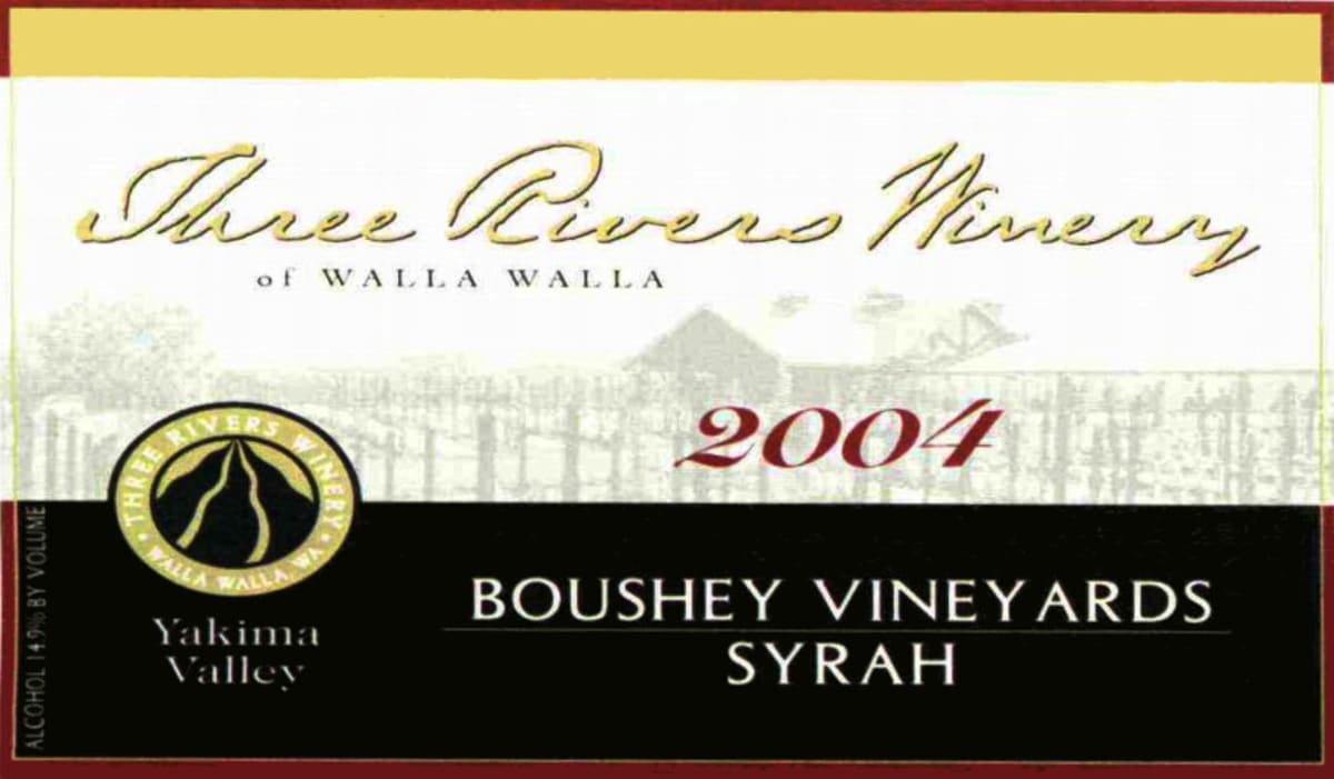 Three Rivers Boushey Syrah 2004 Front Label