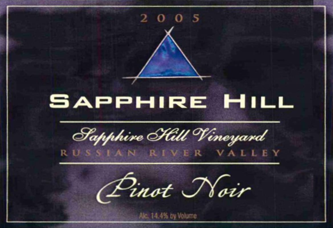 Sapphire Hill Vineyards Pinot Noir 2005 Front Label