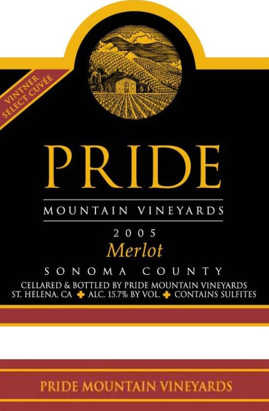 Pride Mountain Vineyards Vintner Select Merlot 2005 Front Label