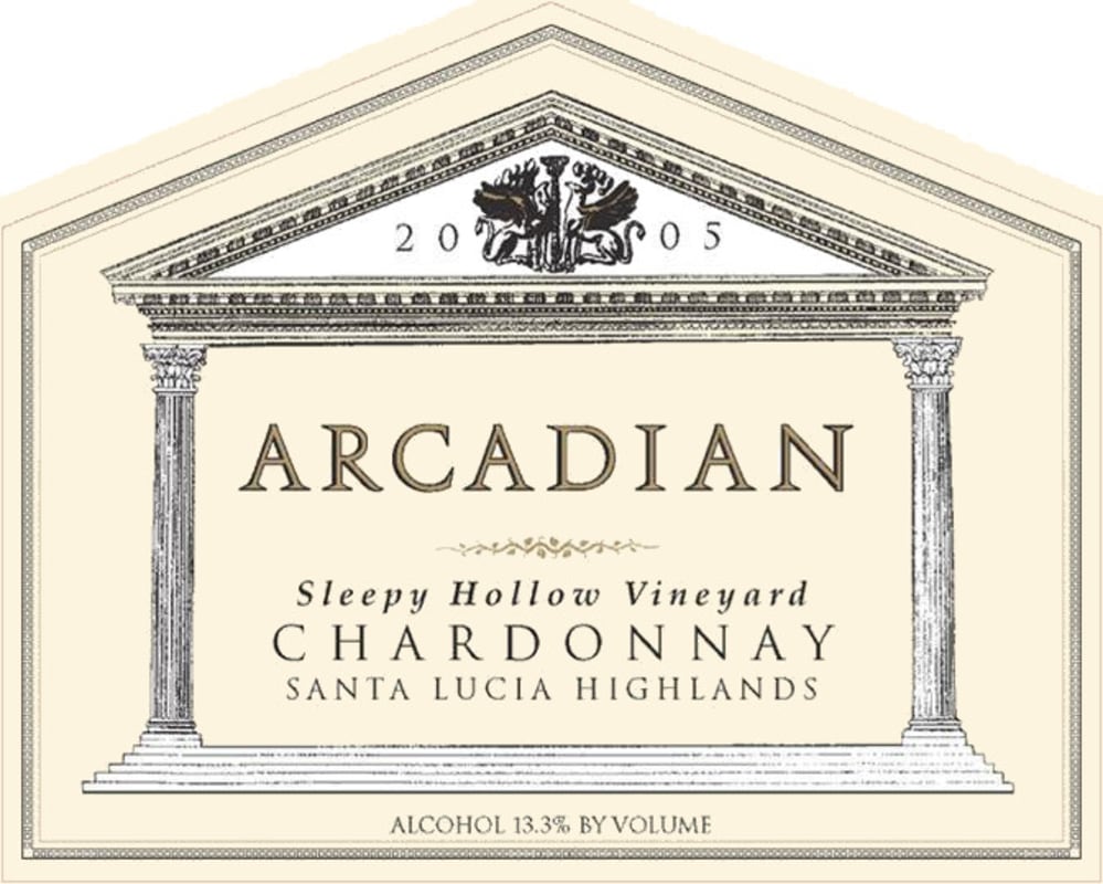 Arcadian Sleepy Hollow Vineyard Chardonnay 2005 Front Label