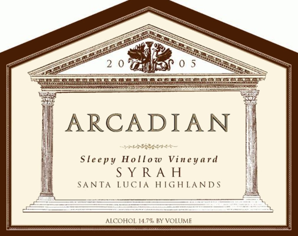 Arcadian Sleepy Hollow Vineyard Syrah 2005 Front Label