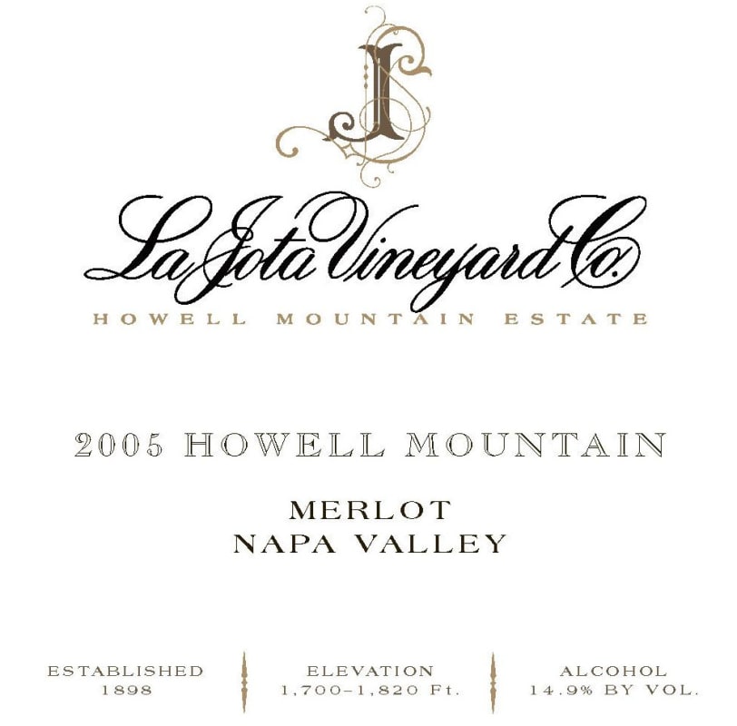 La Jota Howell Mountain Merlot 2005 Front Label