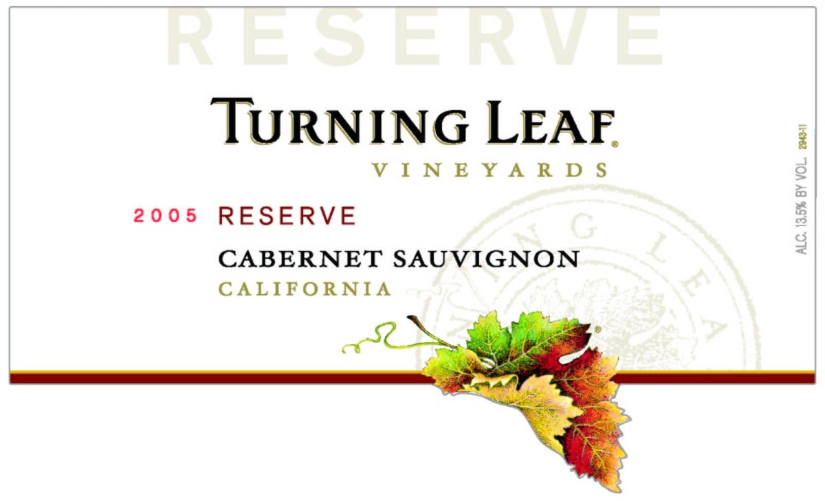 Turning Leaf California Reserve Cabernet Sauvignon 2005 Front Label