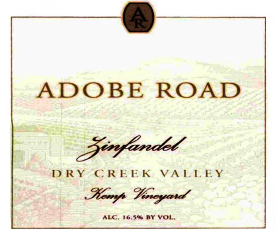 Adobe Road Kemp Vineyard Zinfandel 2006 Front Label