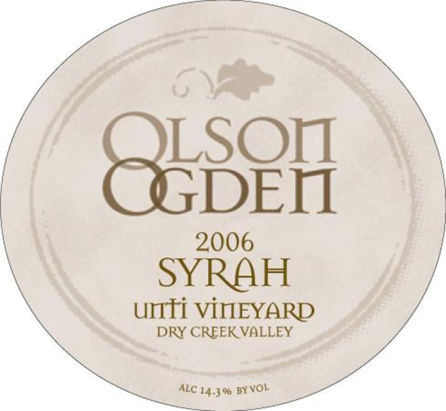 Olson Ogden Unti Vineyard Syrah 2006 Front Label