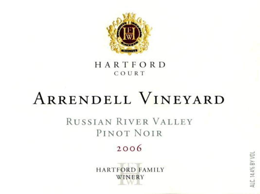 Hartford Russian River Valley Arrendell Vineyard Pinot Noir 2006 Front Label