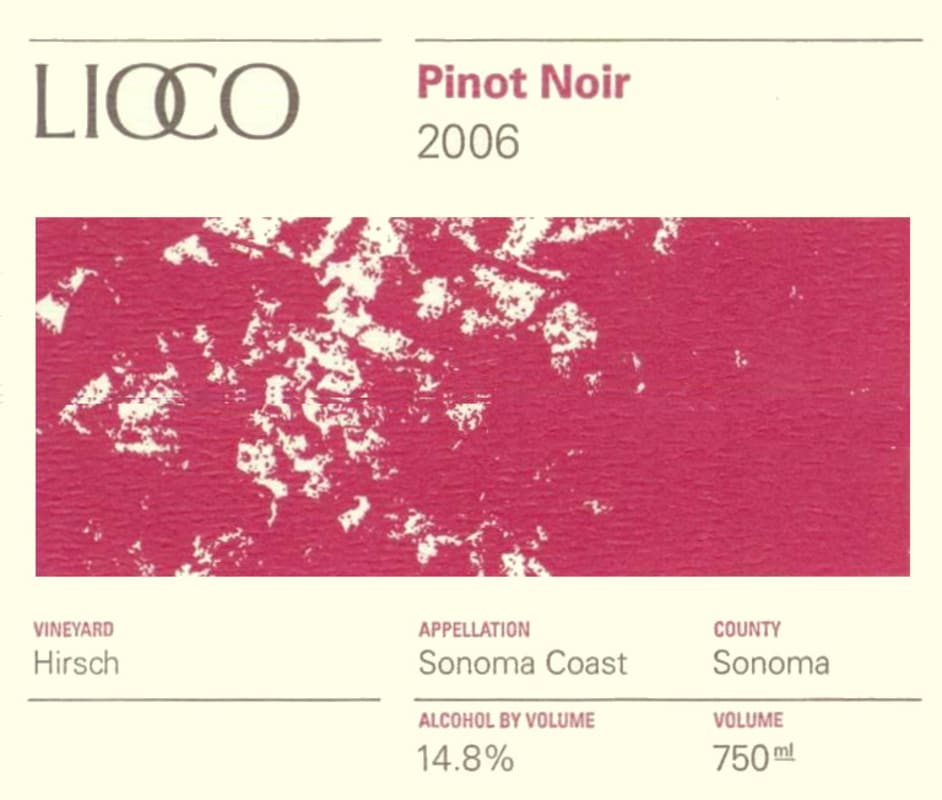 Lioco Hirsch Vineyard Pinot Noir 2006 Front Label